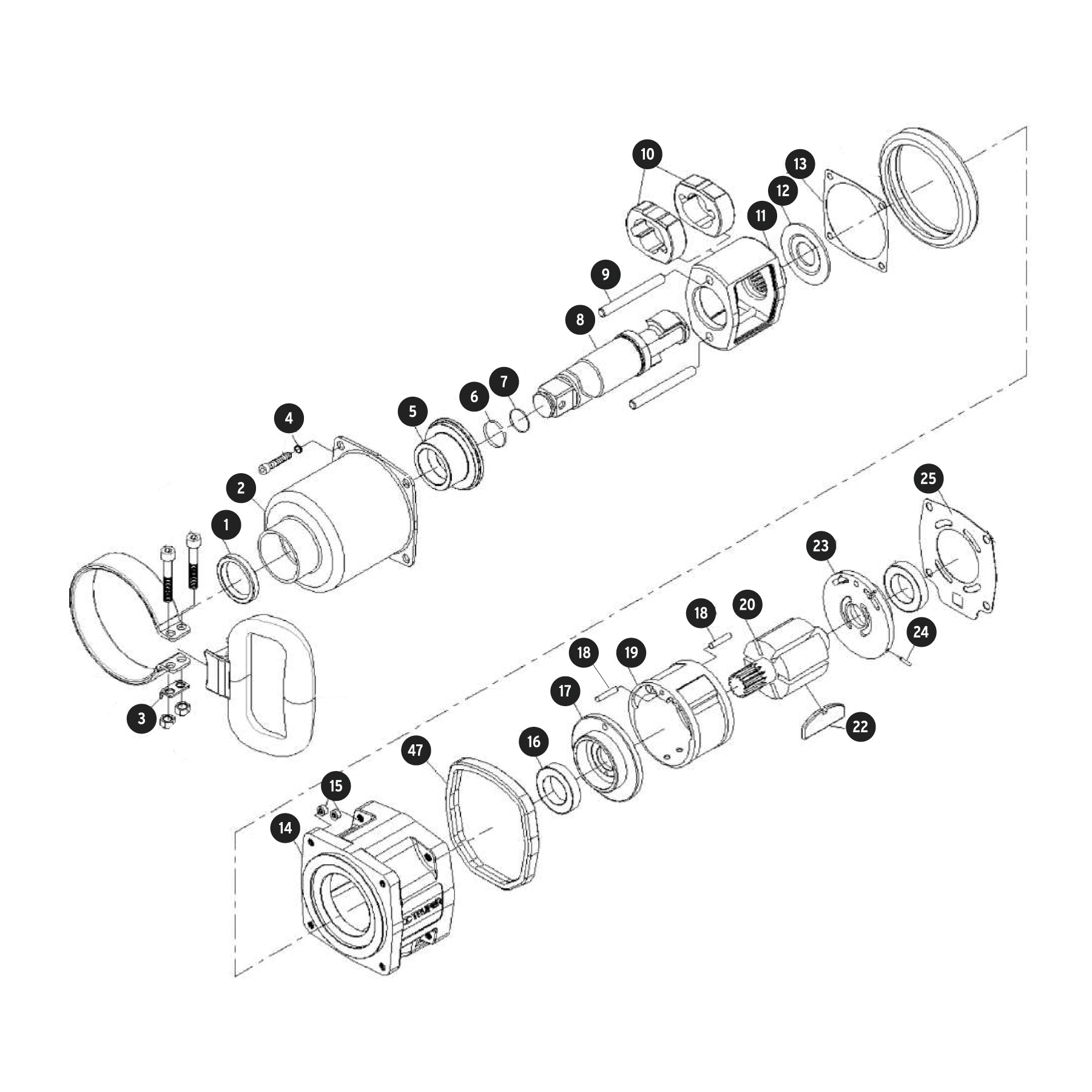 Llave neumática de impacto, industrial, 1"