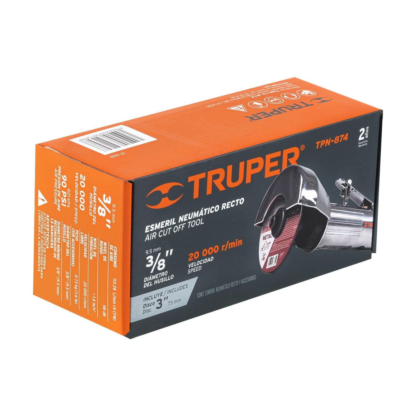 Esmeril recto, neumático para corte de 3"