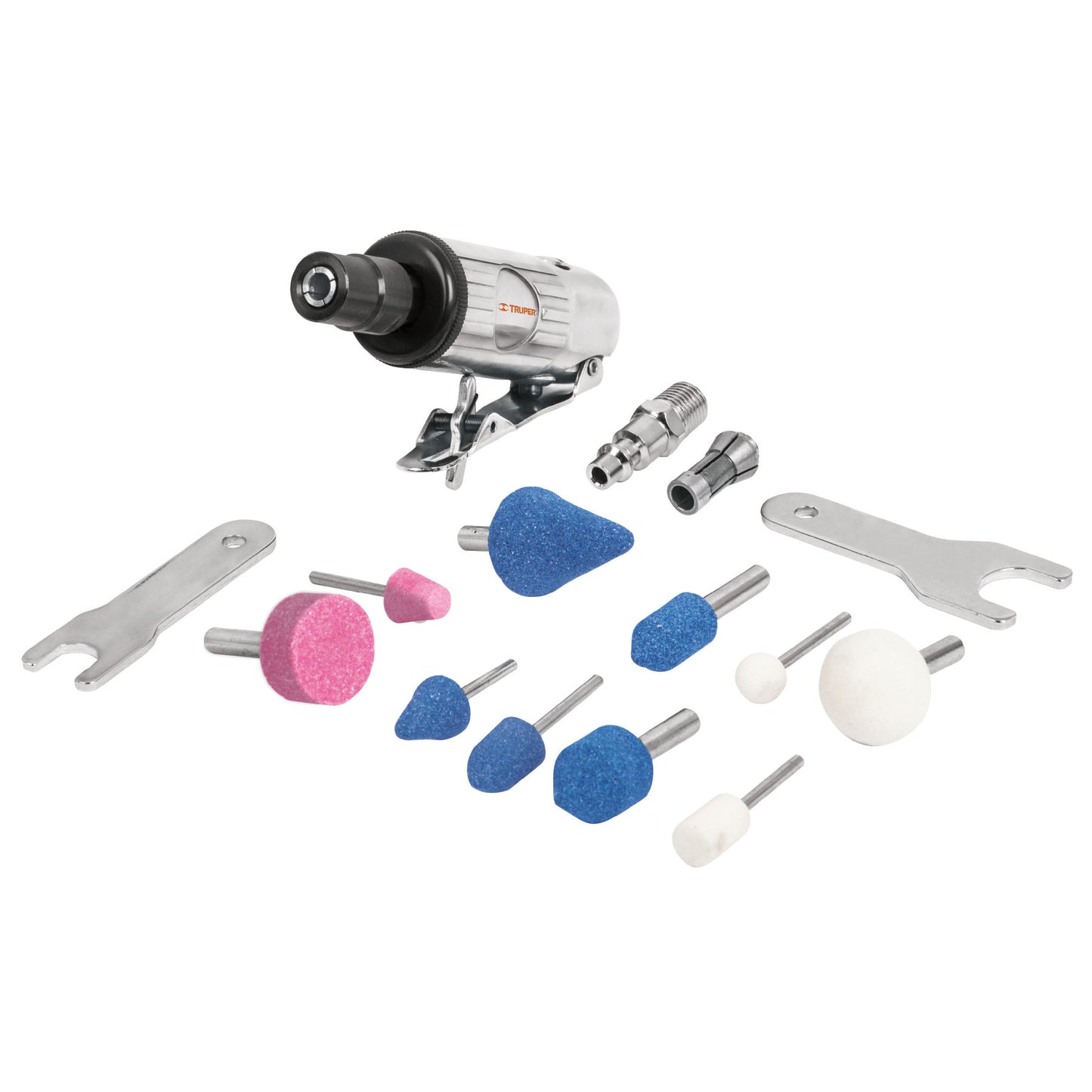 Miniesmeriladora neumática, 1/4", kit 16 piezas