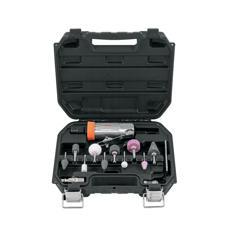 Miniesmeriladora neumática, 1/4", kit 16 piezas