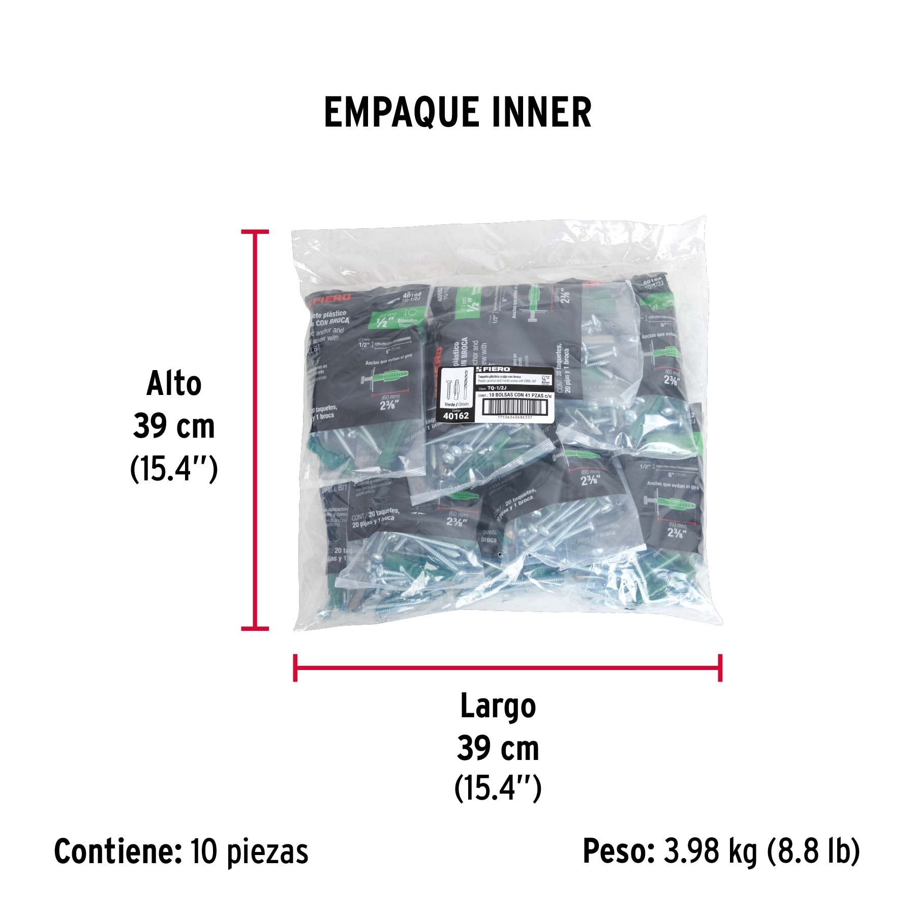 Kit de 20 taquetes 1/2' con pijas #14