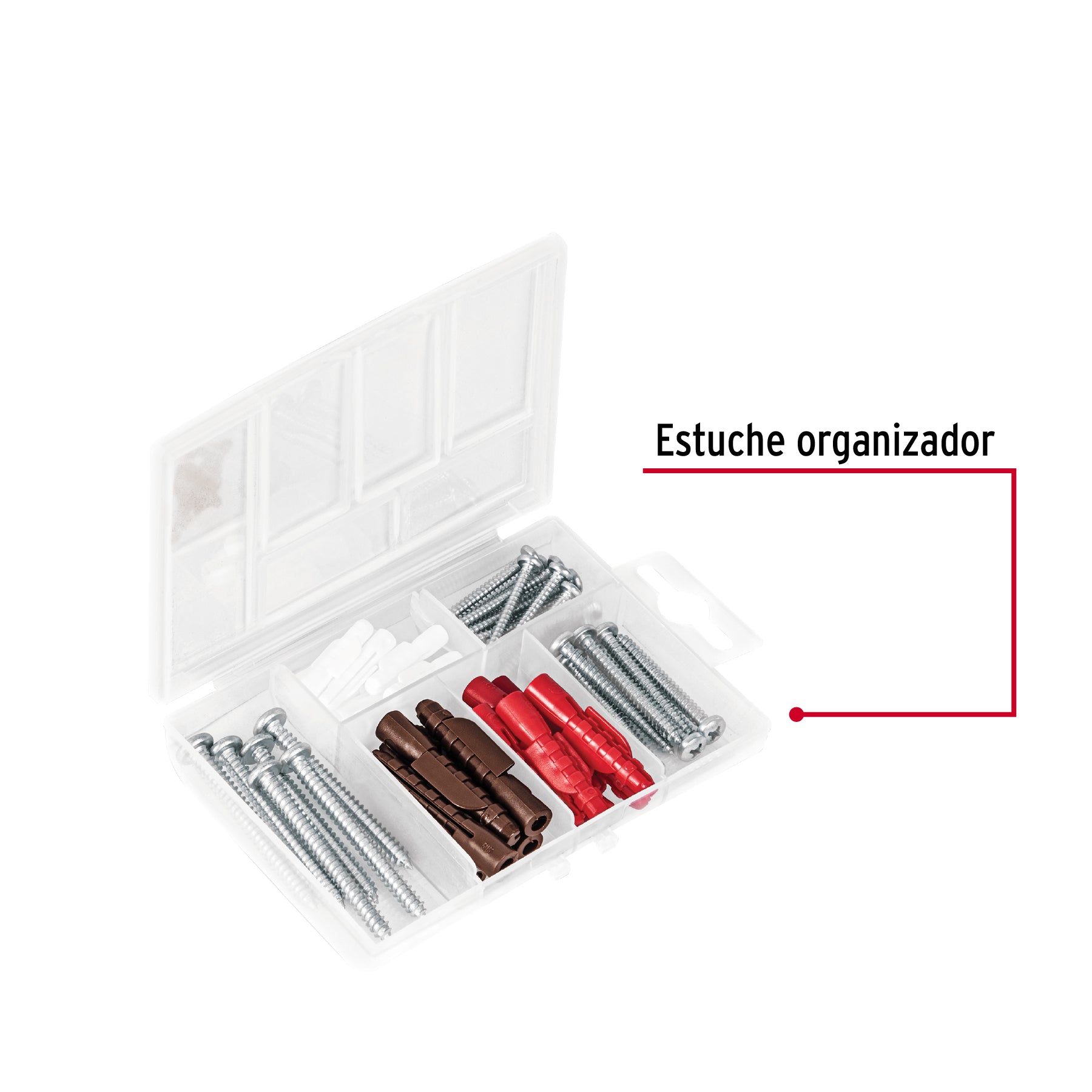 Estuche 26 taquetes 3/16', 1/4', 5/16', c/pijas #6, #8, #10