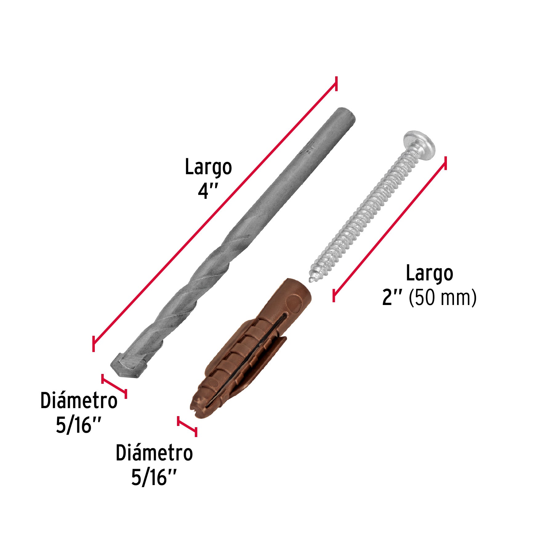 Kit de 20 taquetes 5/16' con pijas #10