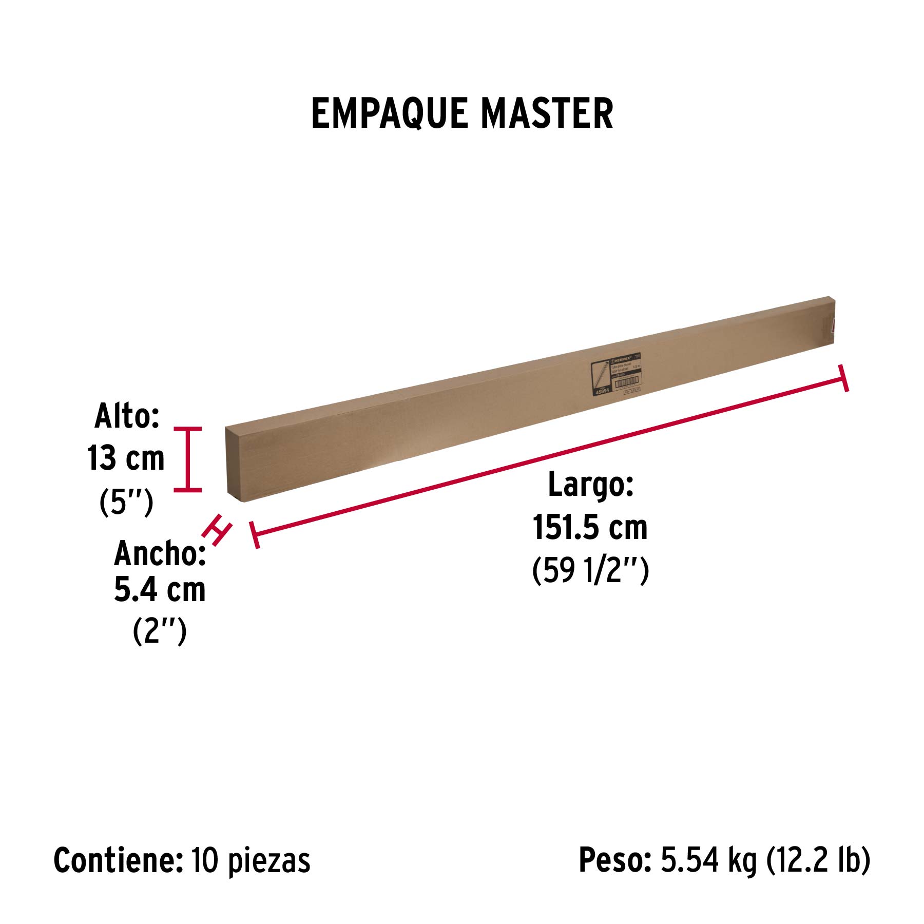 Tubo redondo de 1.5 m en acero cromado para closet, Hermex