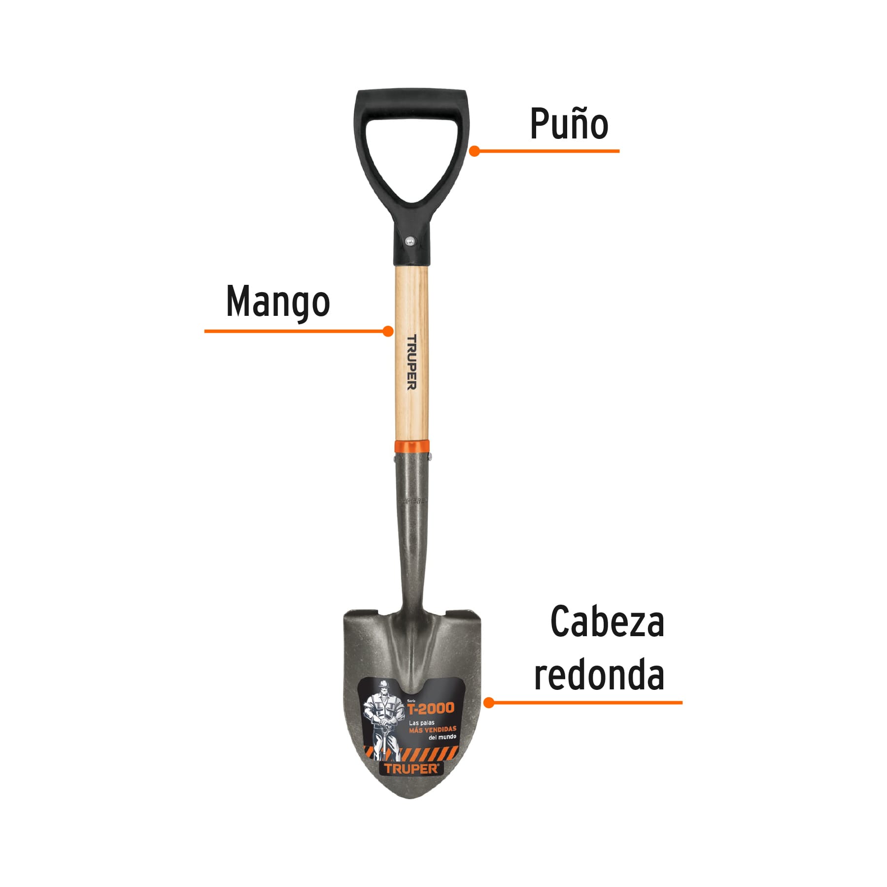 Pala cajuelera redonda, puño "d"