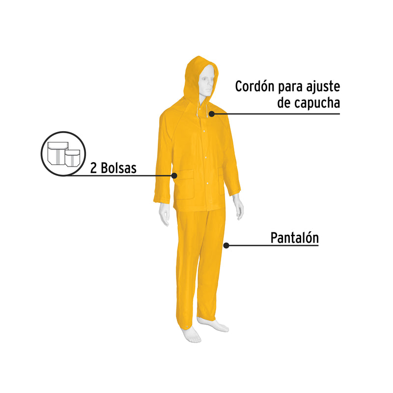 Conjunto impermeable ligero de PVC, talla G, Pretul.