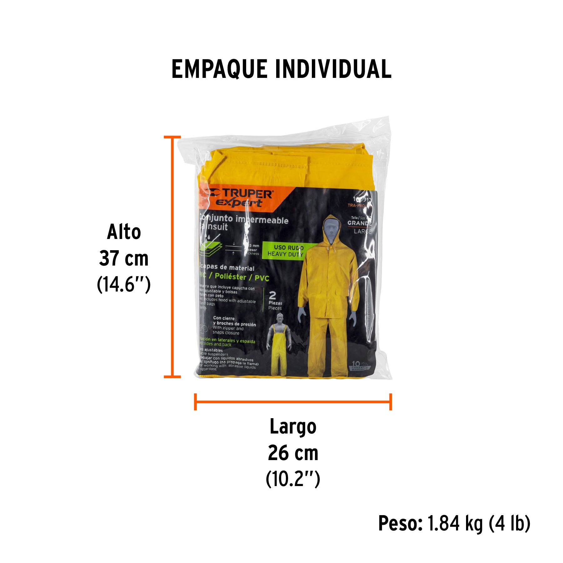 CONJUNTO IMPERMEABLE,PVC/poliéster/PVC,espesor 0.35mm, G, Expert