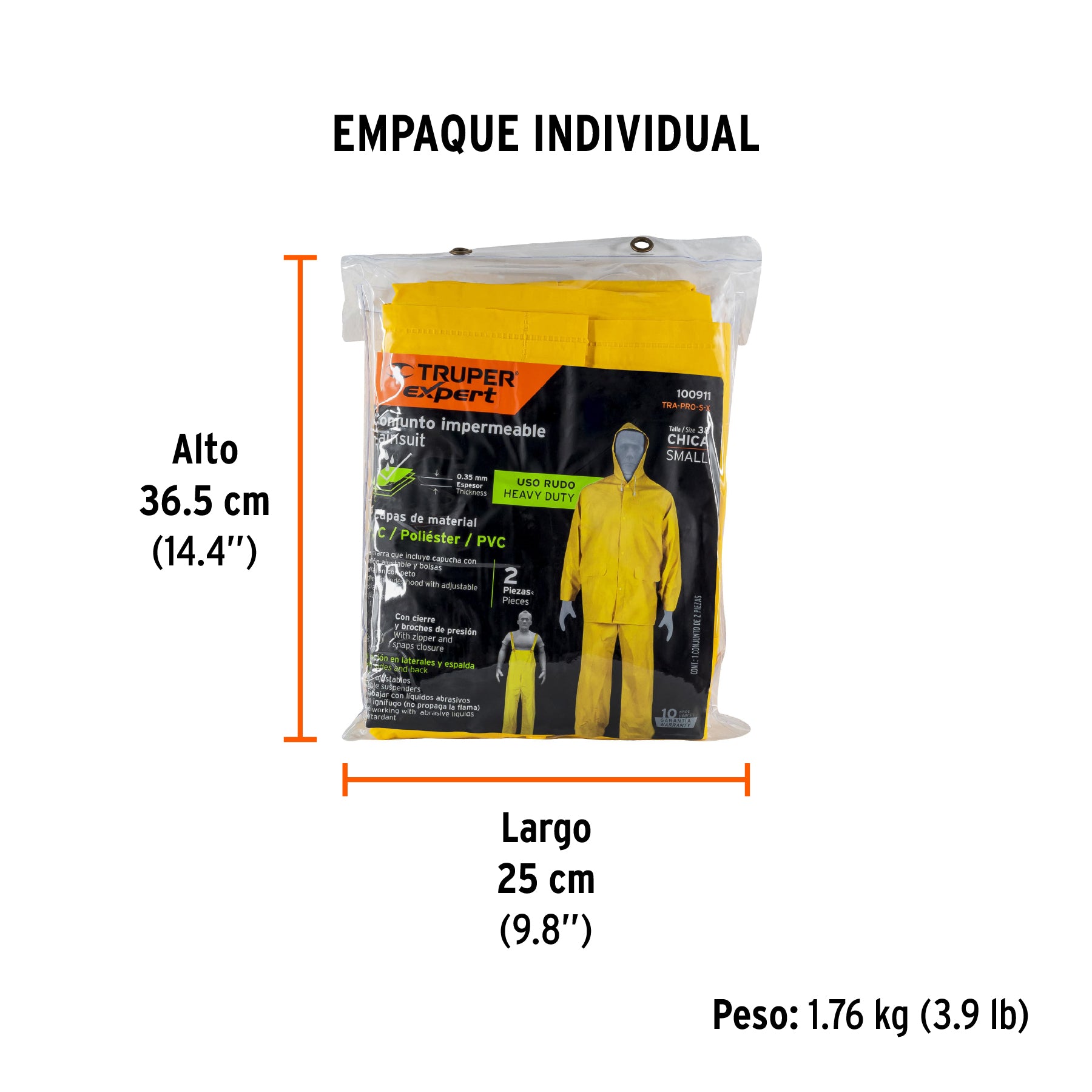 CONJUNTO IMPERMEABLES PVC/poliéster/PVC,espesor 0.35mm, CH, Expert