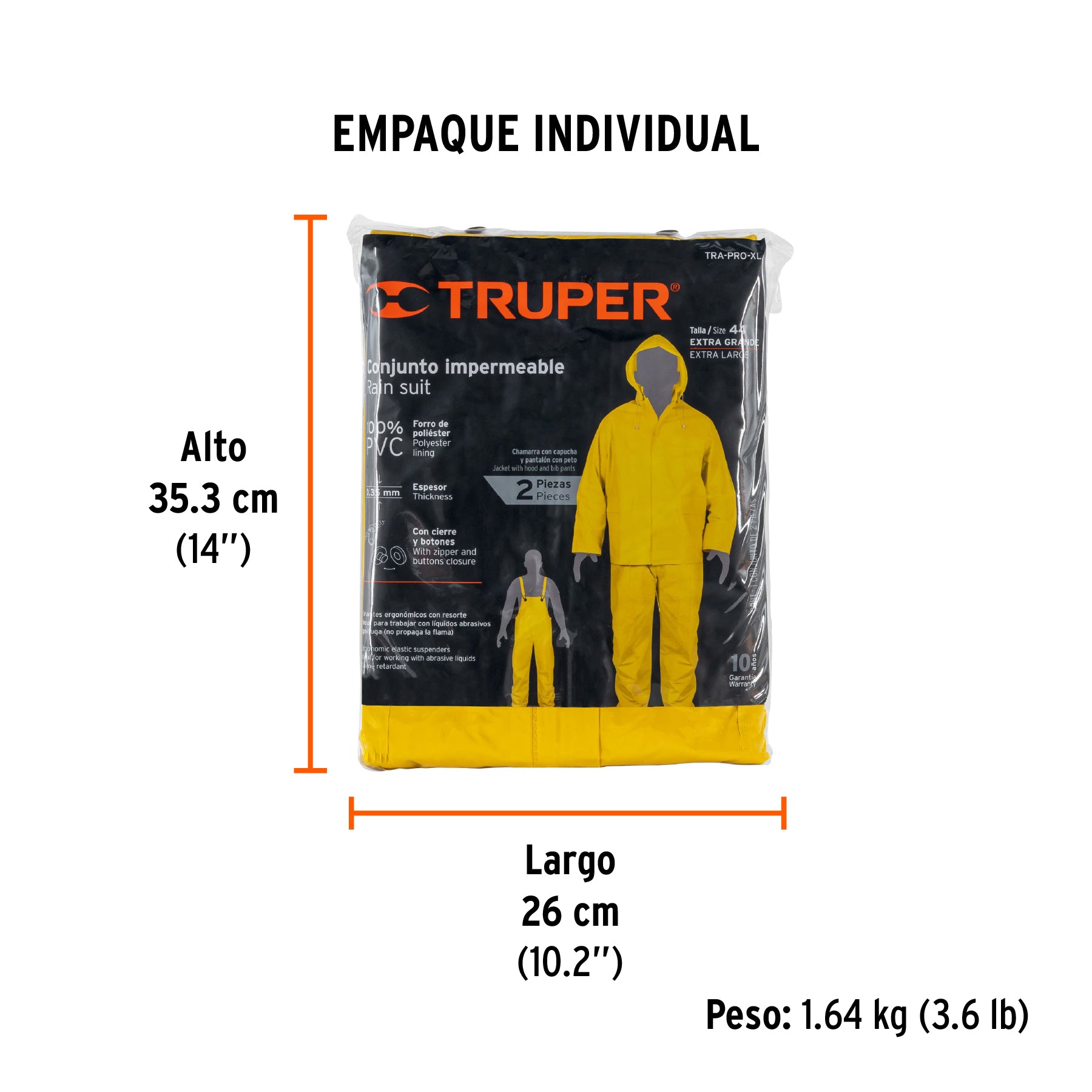 Conjunto impermeable, talla Extra G, PVC