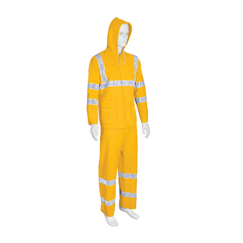 Conjunto impermeable c/reflejante, amarillo, talla chica,PVC