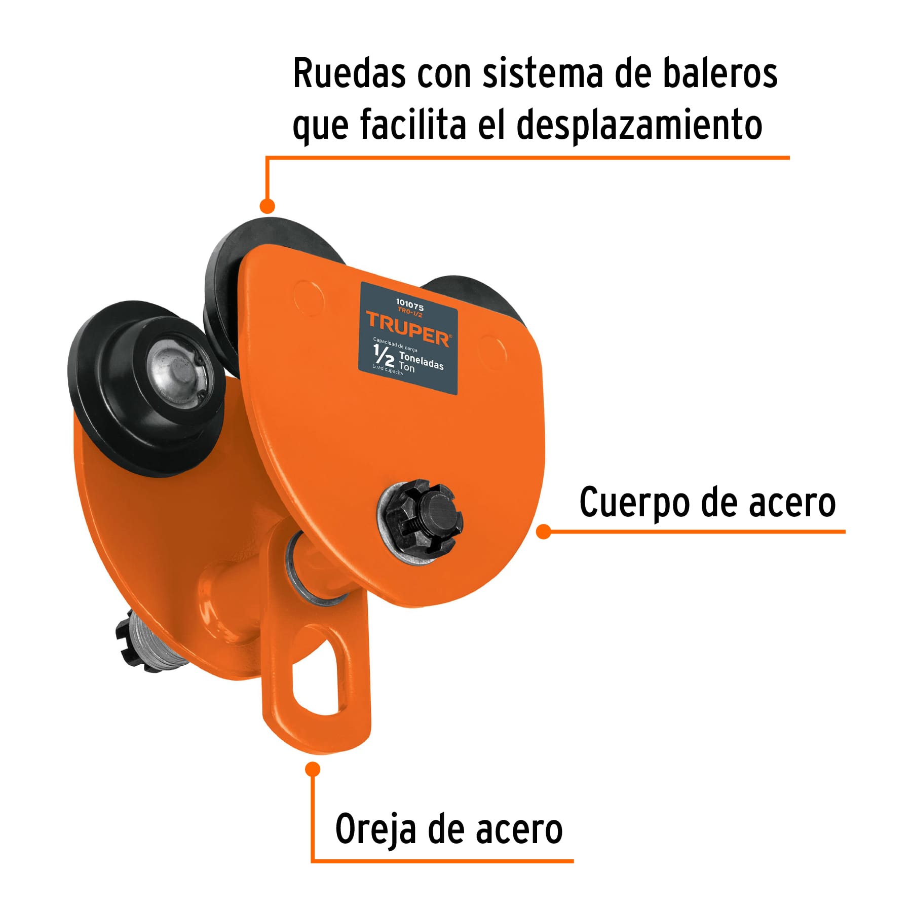 Trole de carga para vigas IPS e IPR, ajustable, 1/2 Ton