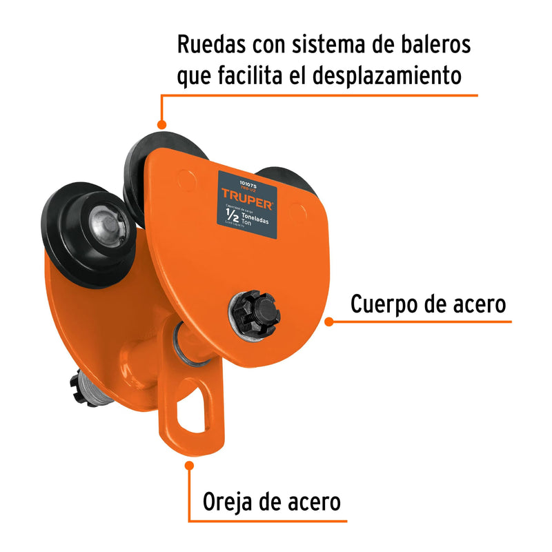 Trole de carga para vigas IPS e IPR, ajustable, 1/2 Ton