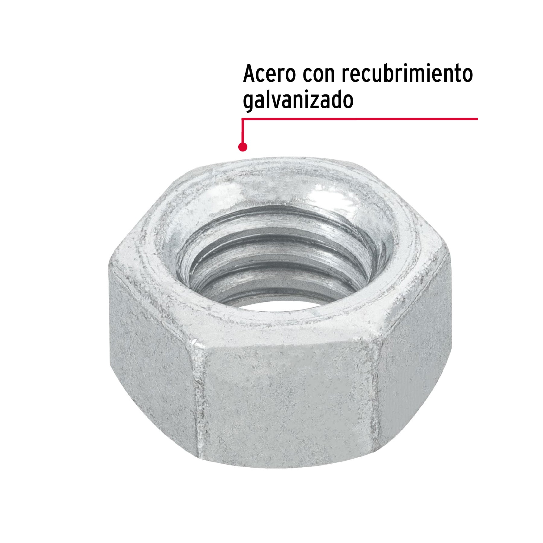 Blíster con 12 tuercas 3/8' hex de acero galvanizado, Fiero