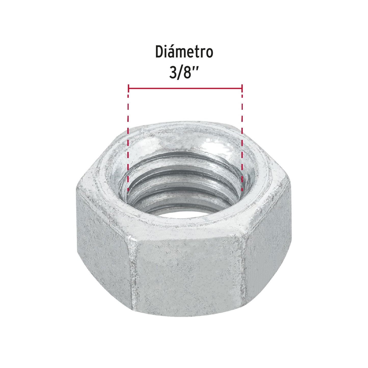Blíster con 12 tuercas 3/8' hex de acero galvanizado, Fiero