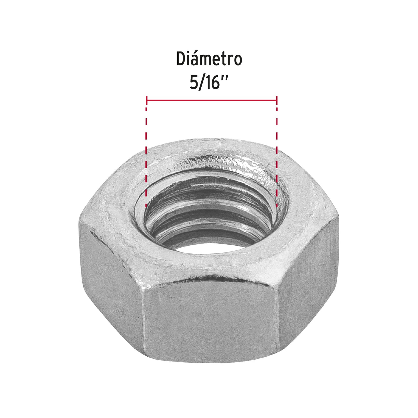 Blíster con 20 tuercas 5/16' hex de acero galvanizado, Fiero