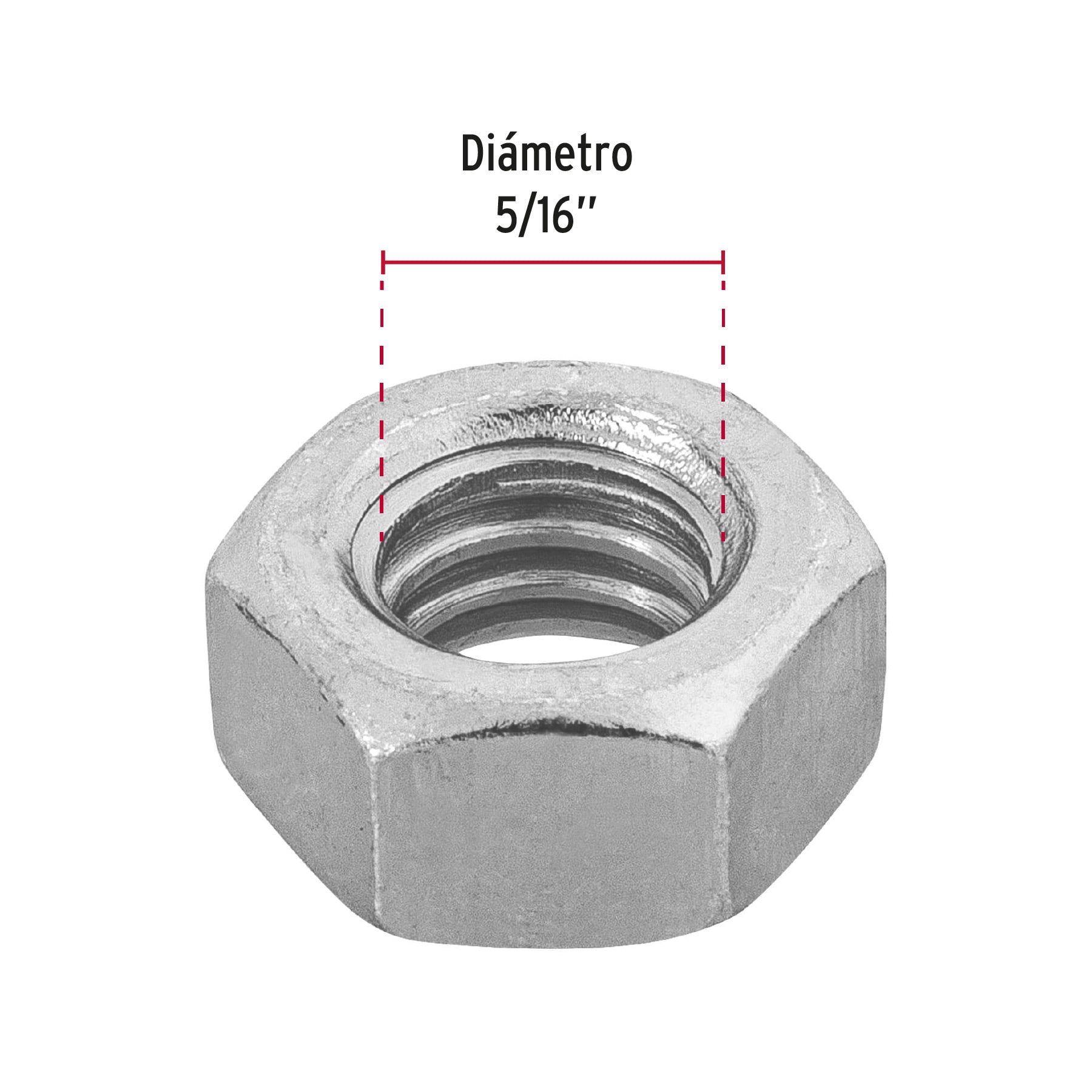 Blíster con 20 tuercas 5/16' hex de acero galvanizado, Fiero