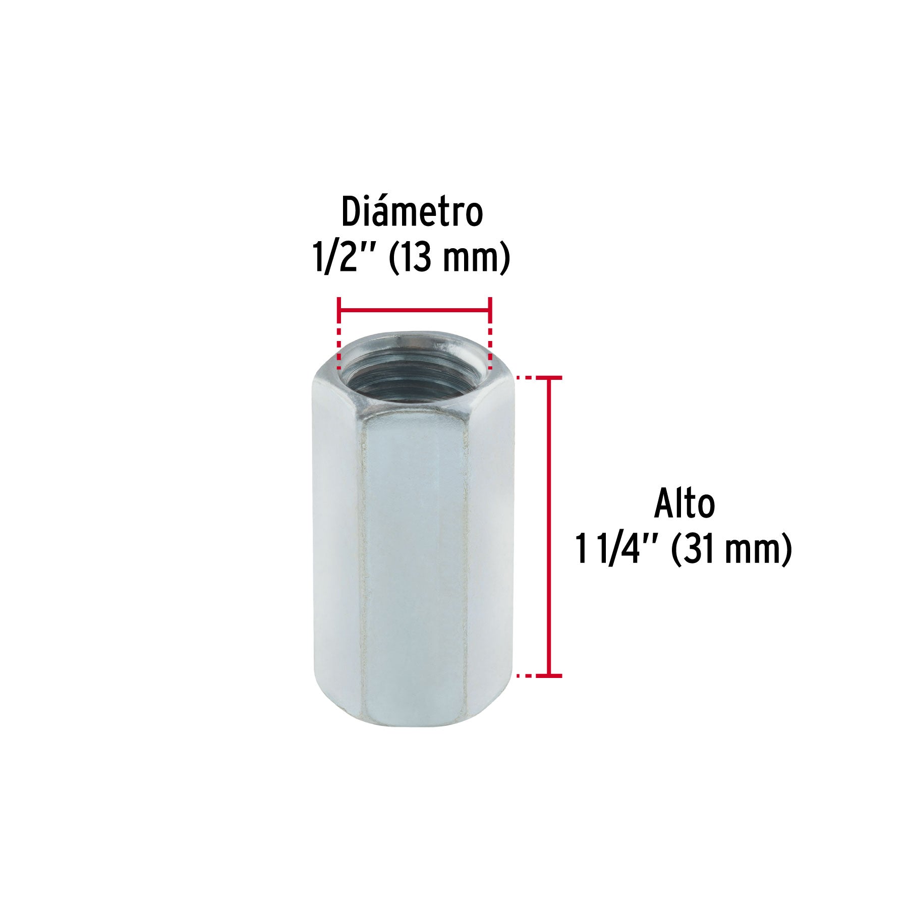 Bolsa con 5 tuercas cople, 1/2' acero galvanizado , FIERO