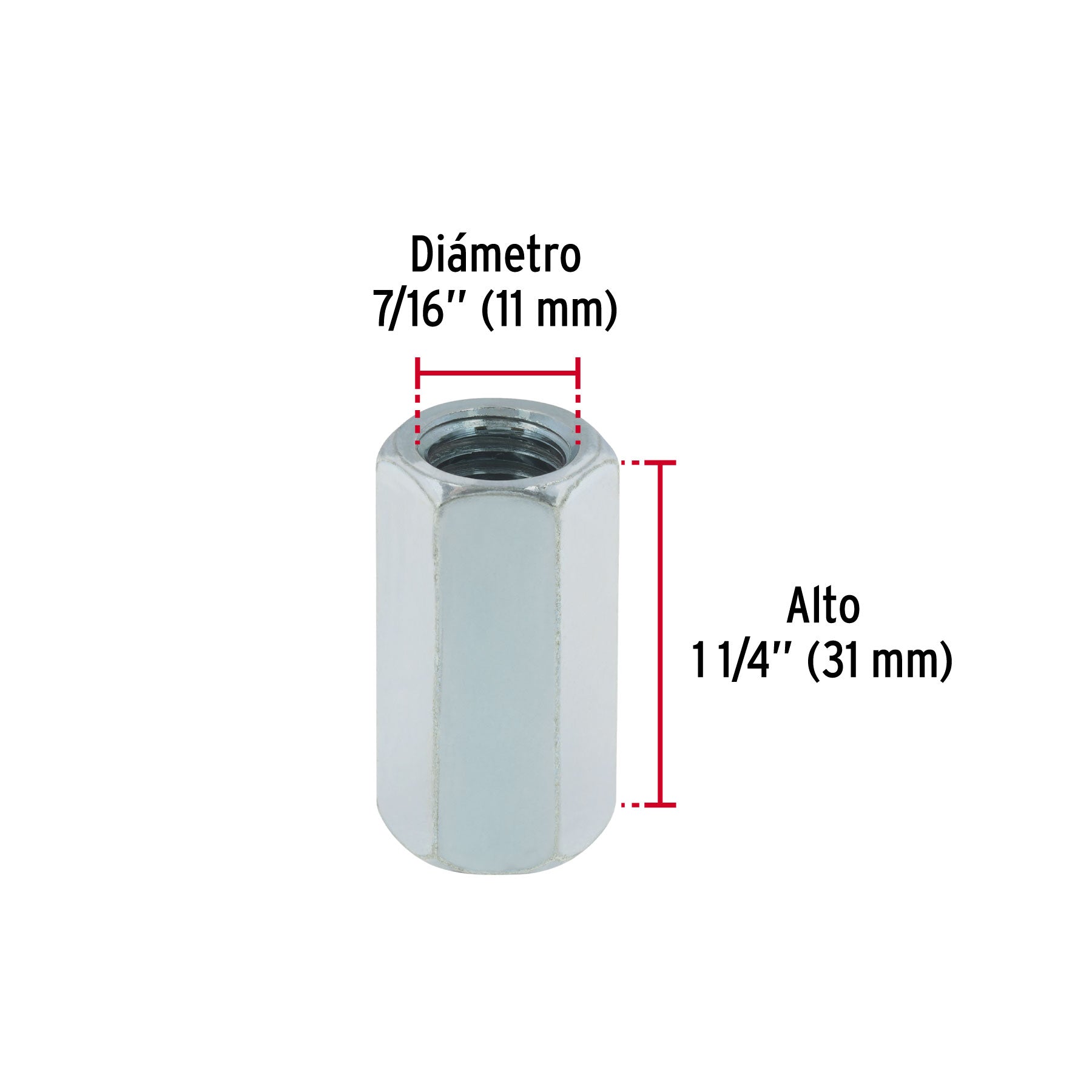 Bolsa con 5 tuercas cople, 7/16' acero galvanizado , FIERO