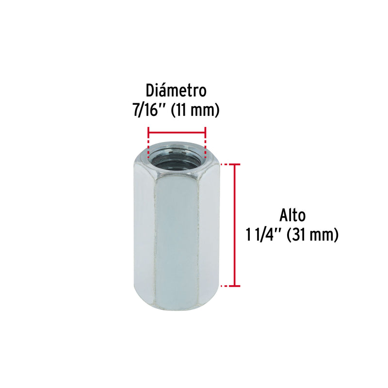 Bolsa con 5 tuercas cople, 7/16' acero galvanizado , FIERO