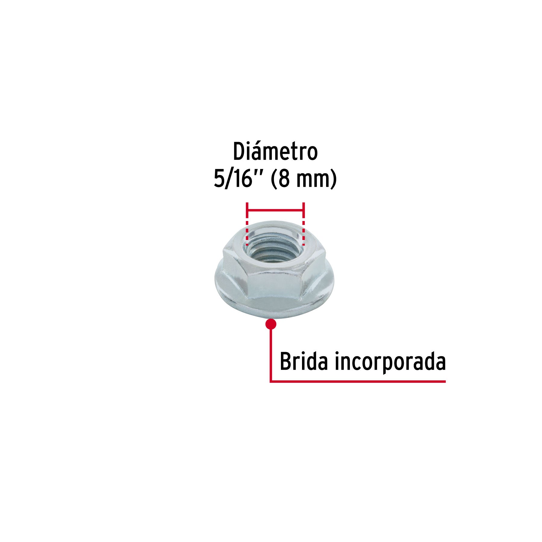 Bolsa con 75 tuercas flange, 5/16', acero galvanizado, FIERO