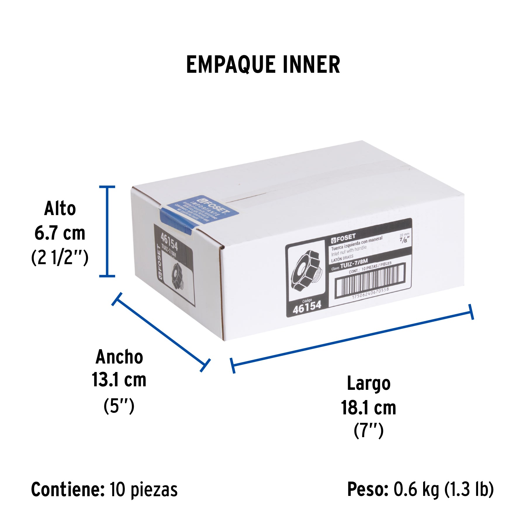 Tuerca izquierda 7/8" con maneral plástico
