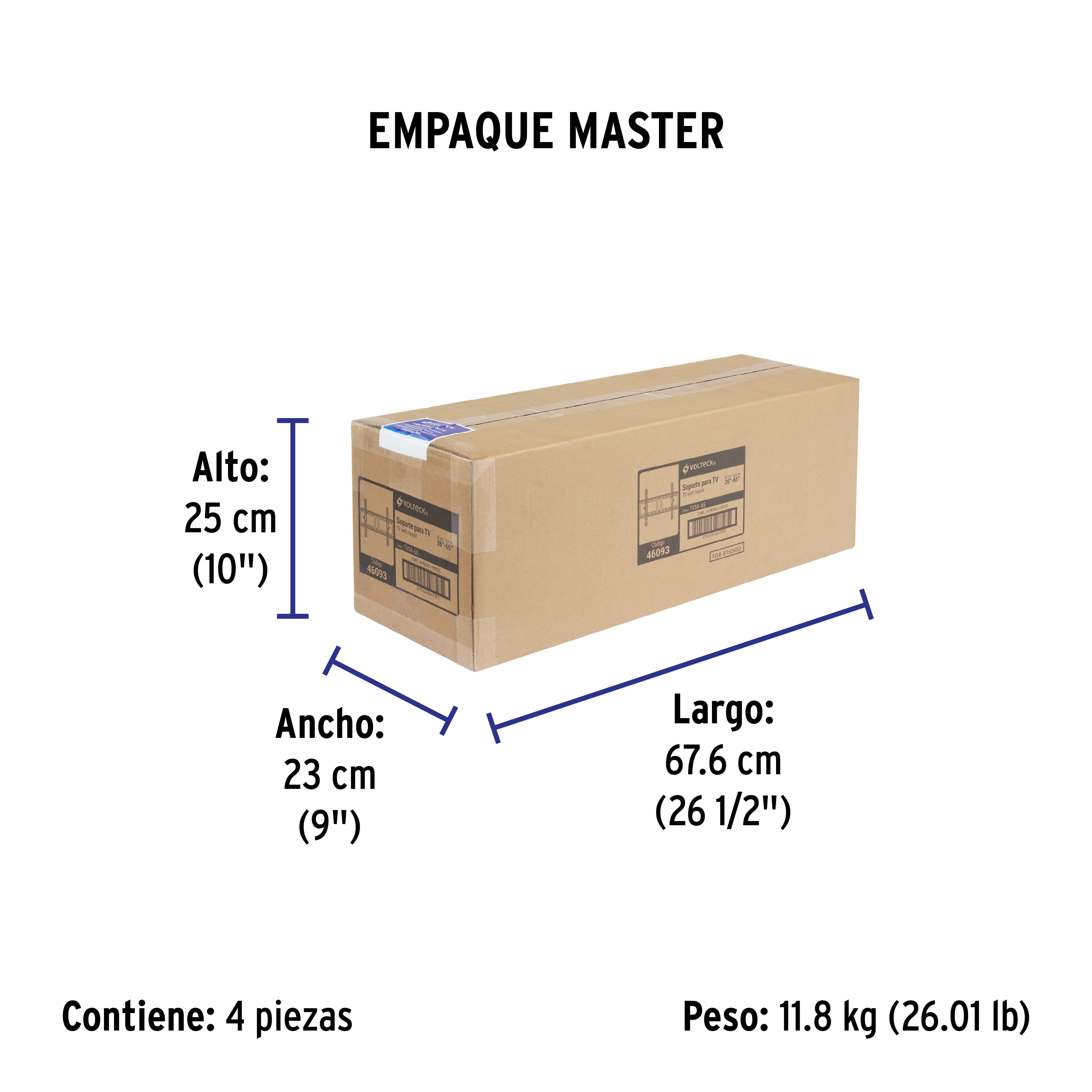 Soporte para TV con inclinación ajustable, 26"-65"