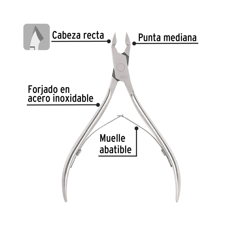 Alicate para manicure 4' cabeza recta corta, Pretul