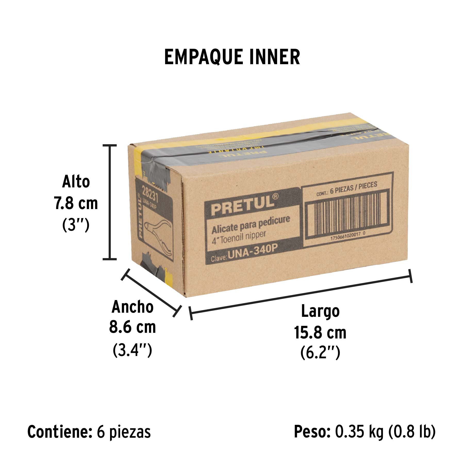 Alicate para pedicure 4', cabeza curva, Pretul