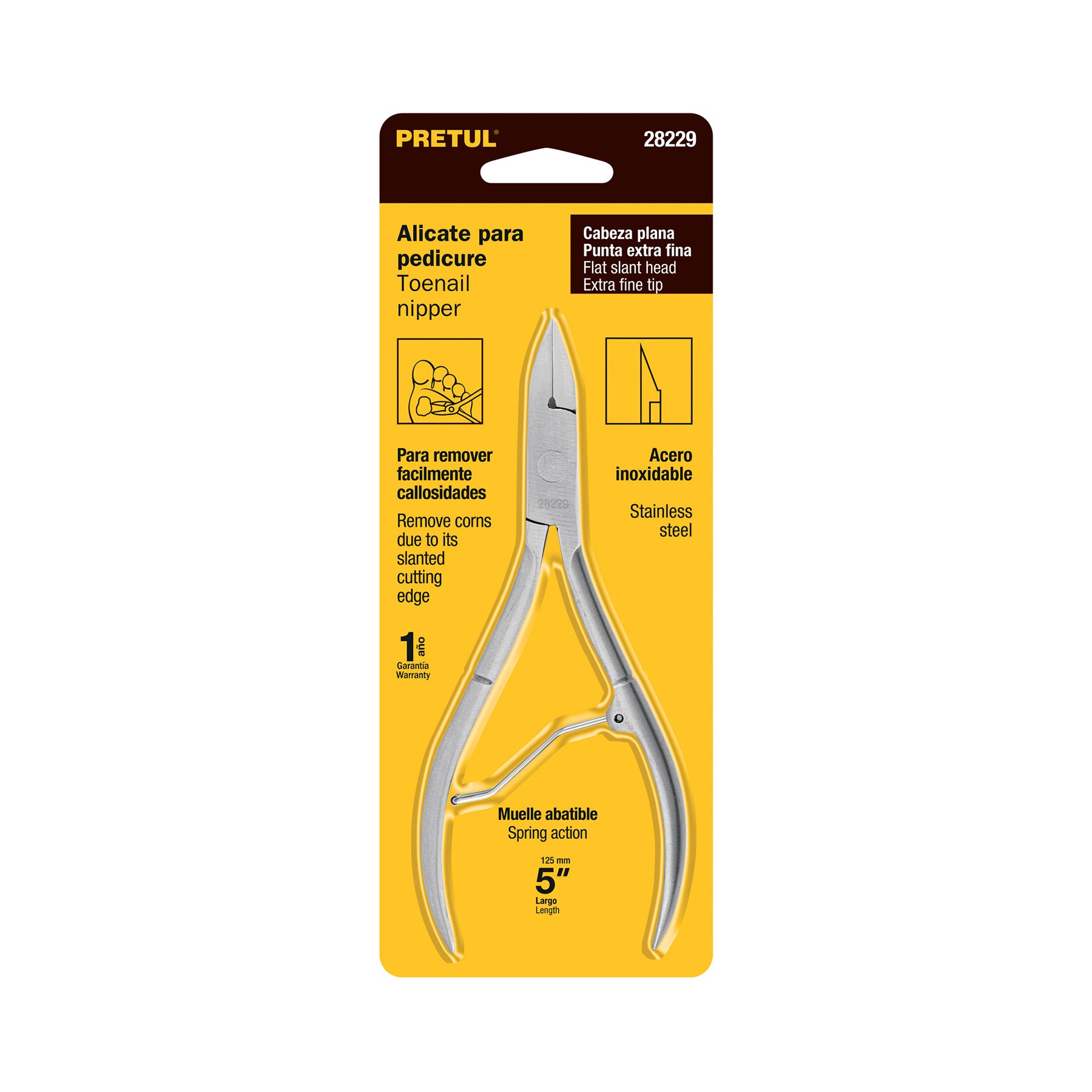Alicate para pedicure 5', cabeza plana, Pretul