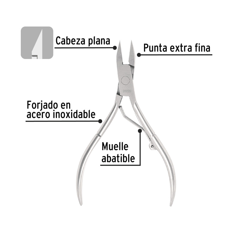 Alicate para pedicure 5', cabeza plana, Pretul