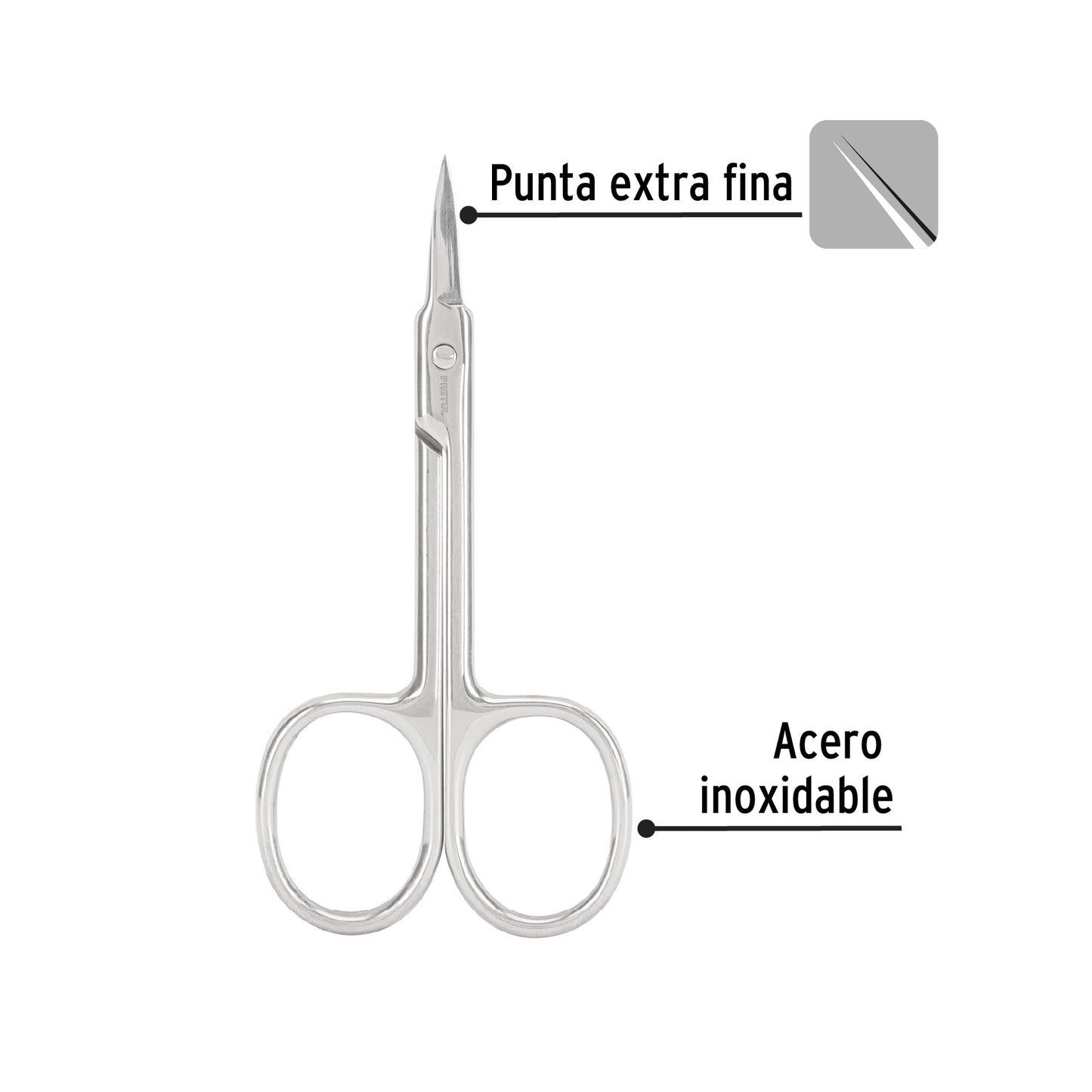 Tijera para manicure 3-1/2', punta fina, Pretul