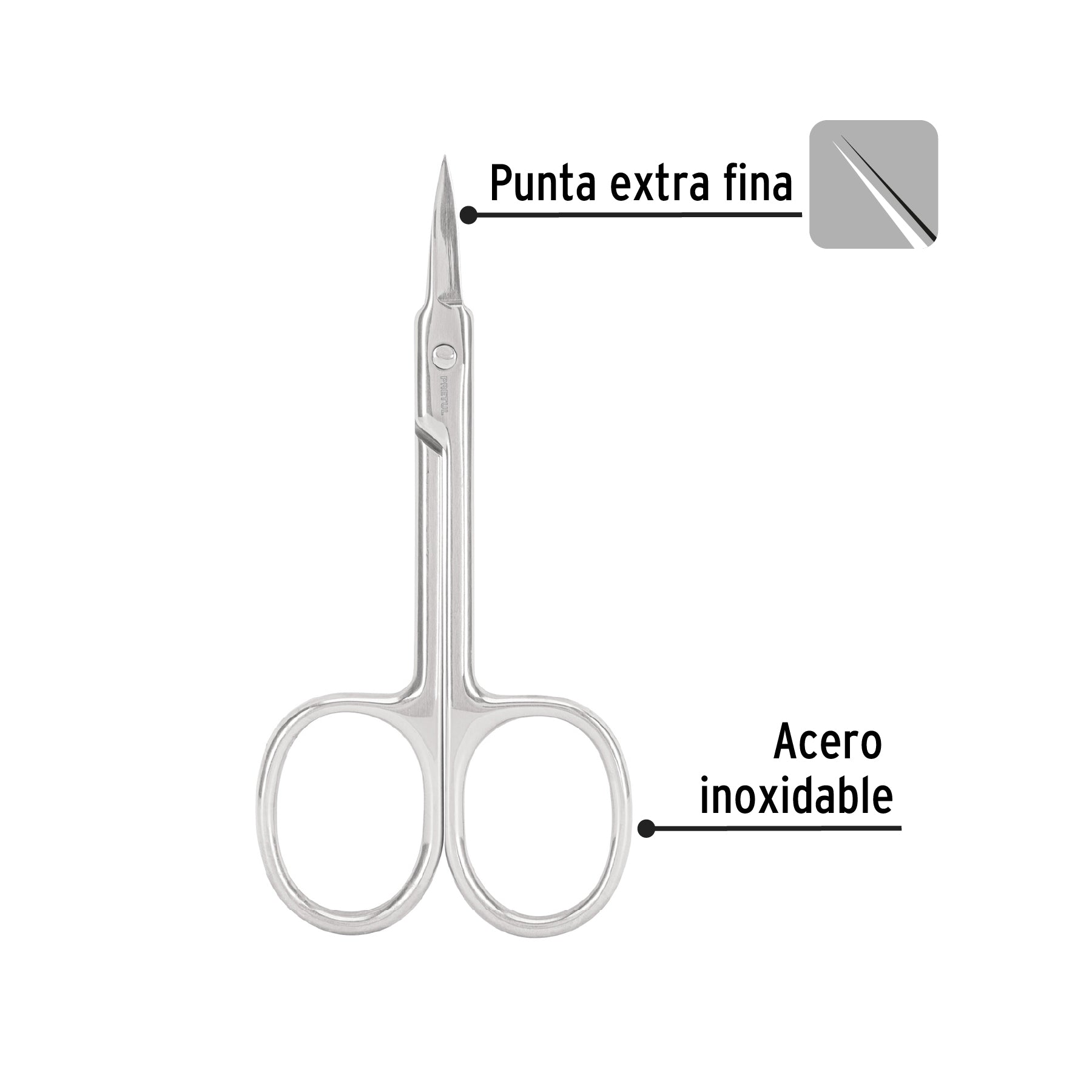 Tijera para manicure 3-1/2', punta fina, Pretul