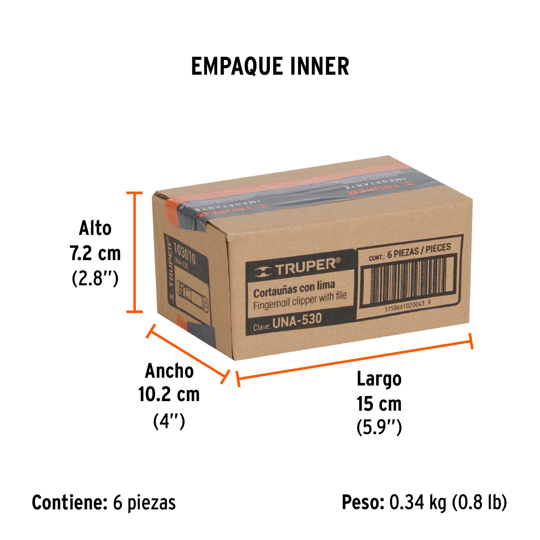 Corta uñas 3' acero inoxidable, Truper