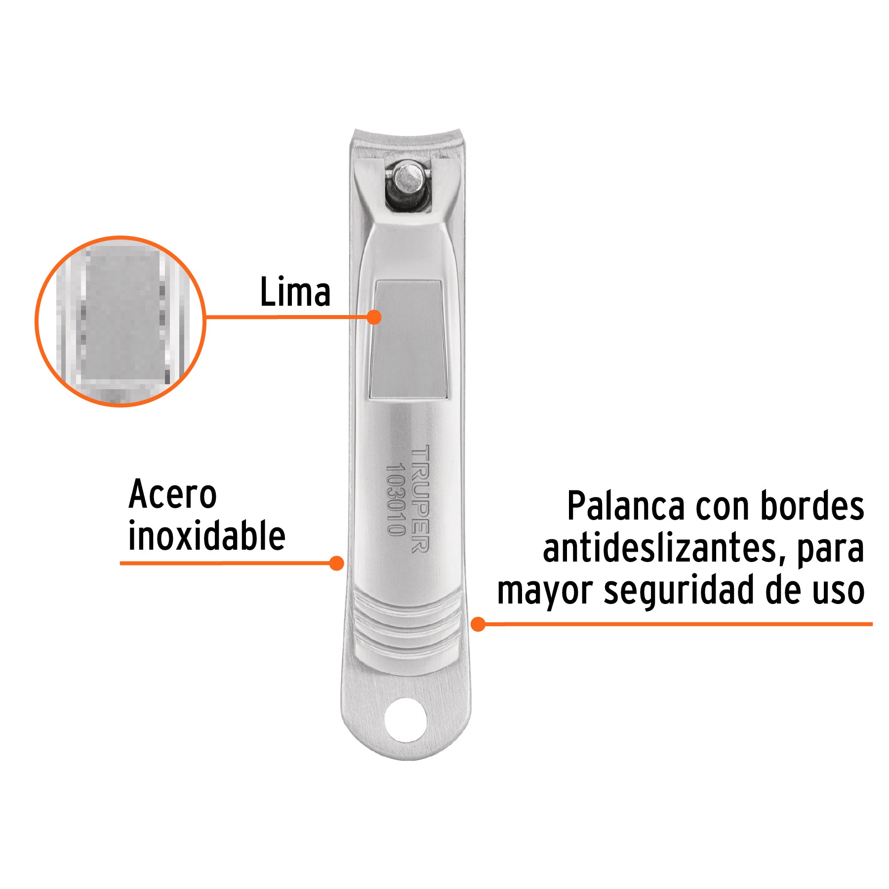 Corta uñas 3' acero inoxidable, Truper