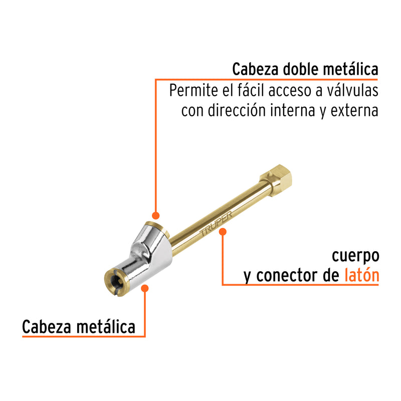 Valvula inflador cabeza doble, cuerda 1/4 npt
