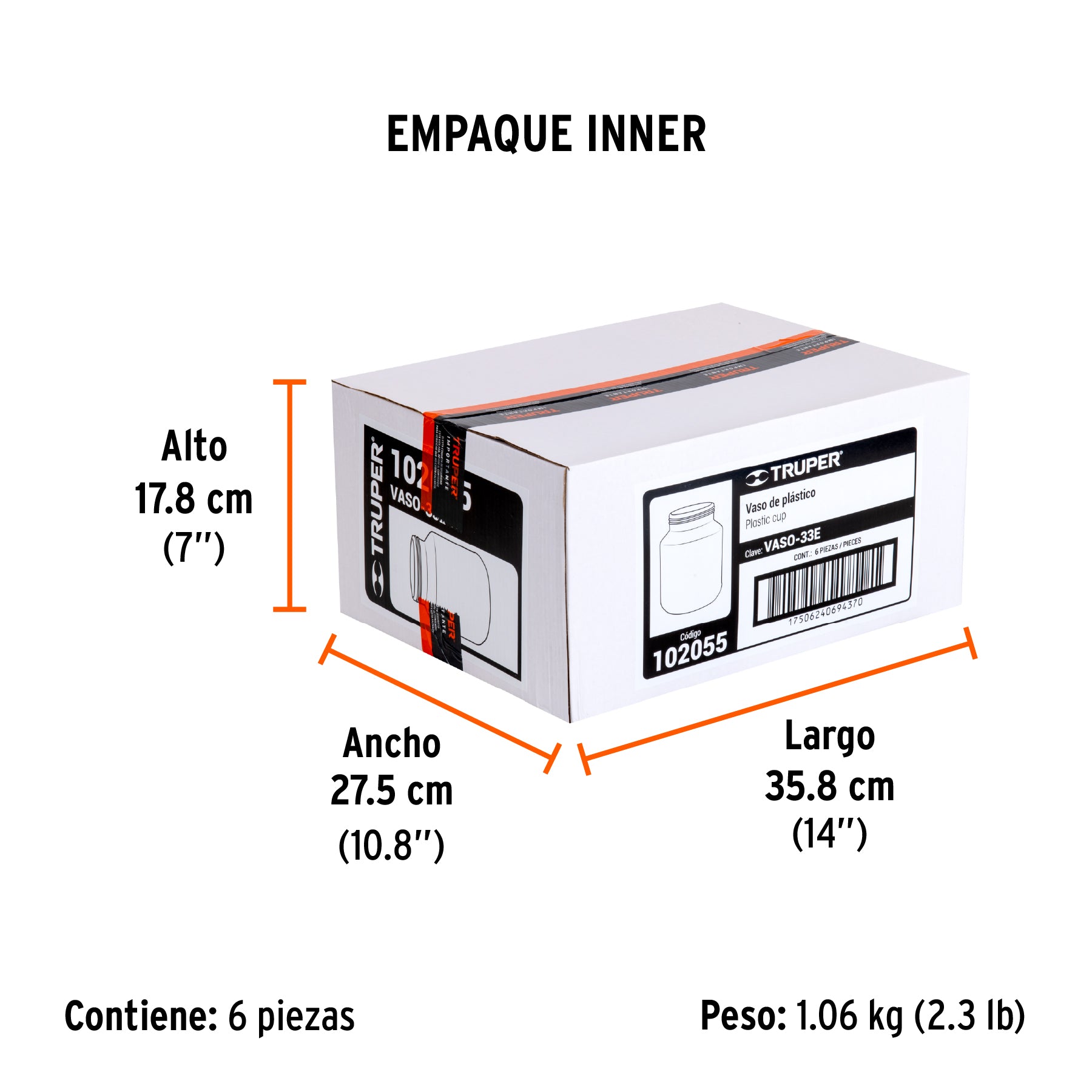 Vaso de plástico para PIPI-33E, Truper