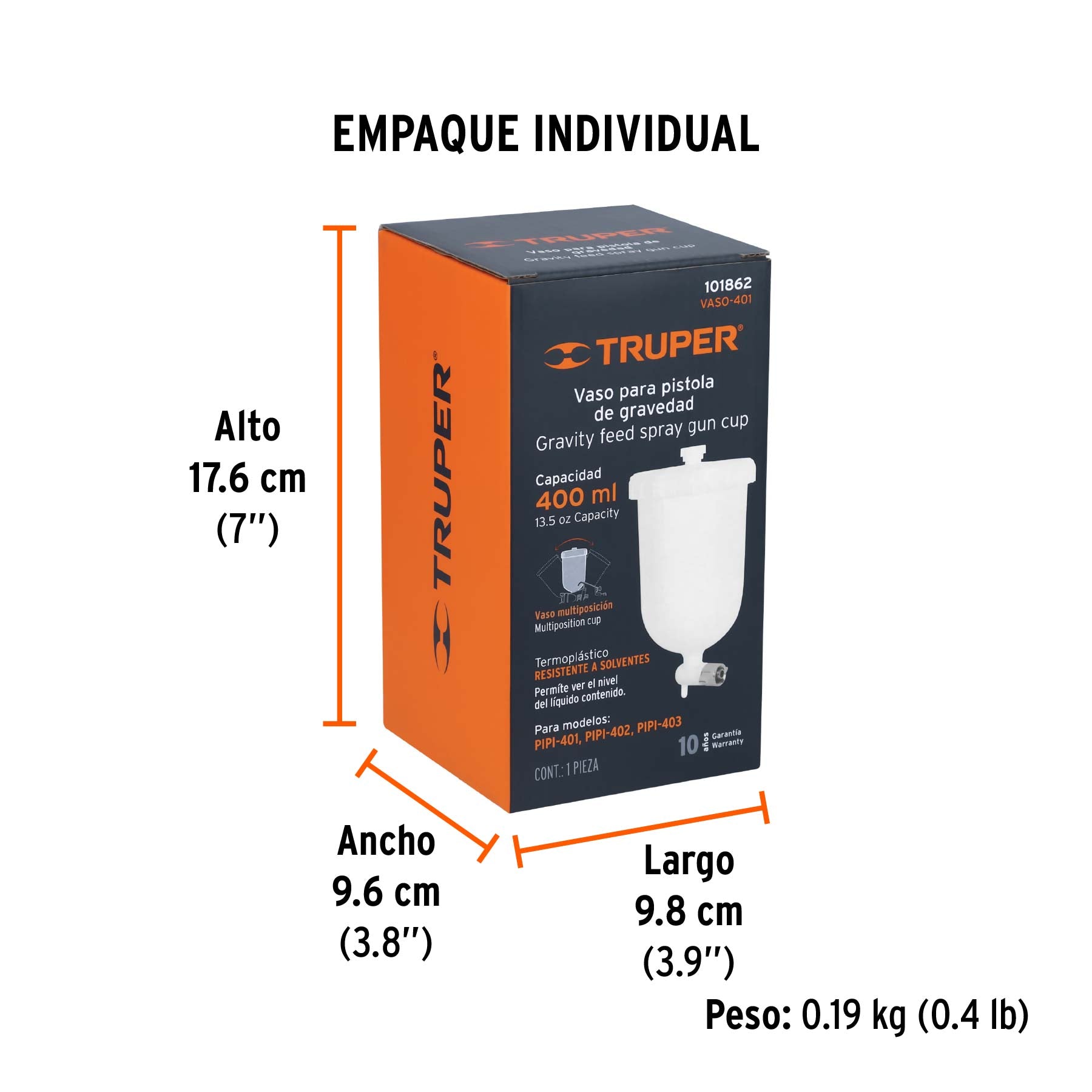 Vaso plástico de repuesto para PIPI-401/402/403