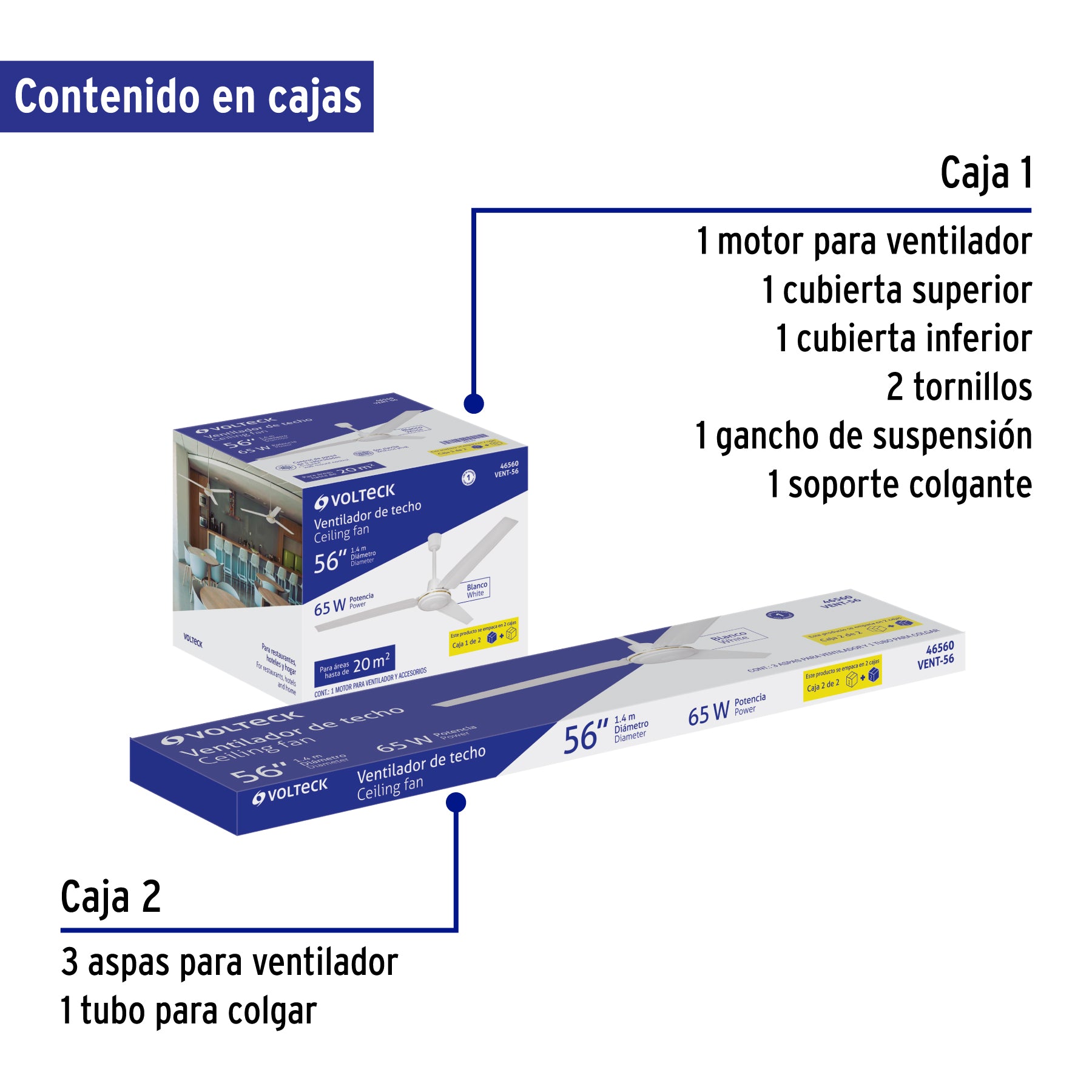Ventilador de techo, 56", Volteck