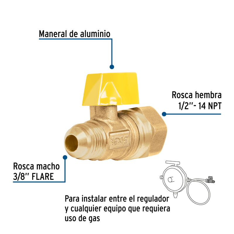 Válvula de control para gas de latón