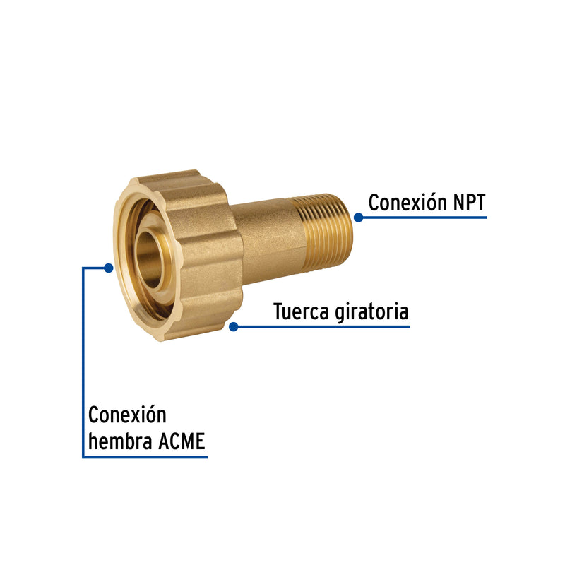 Acoplador llenado p/tanque estacionario,ACME 1-3/4x3/4'NPT