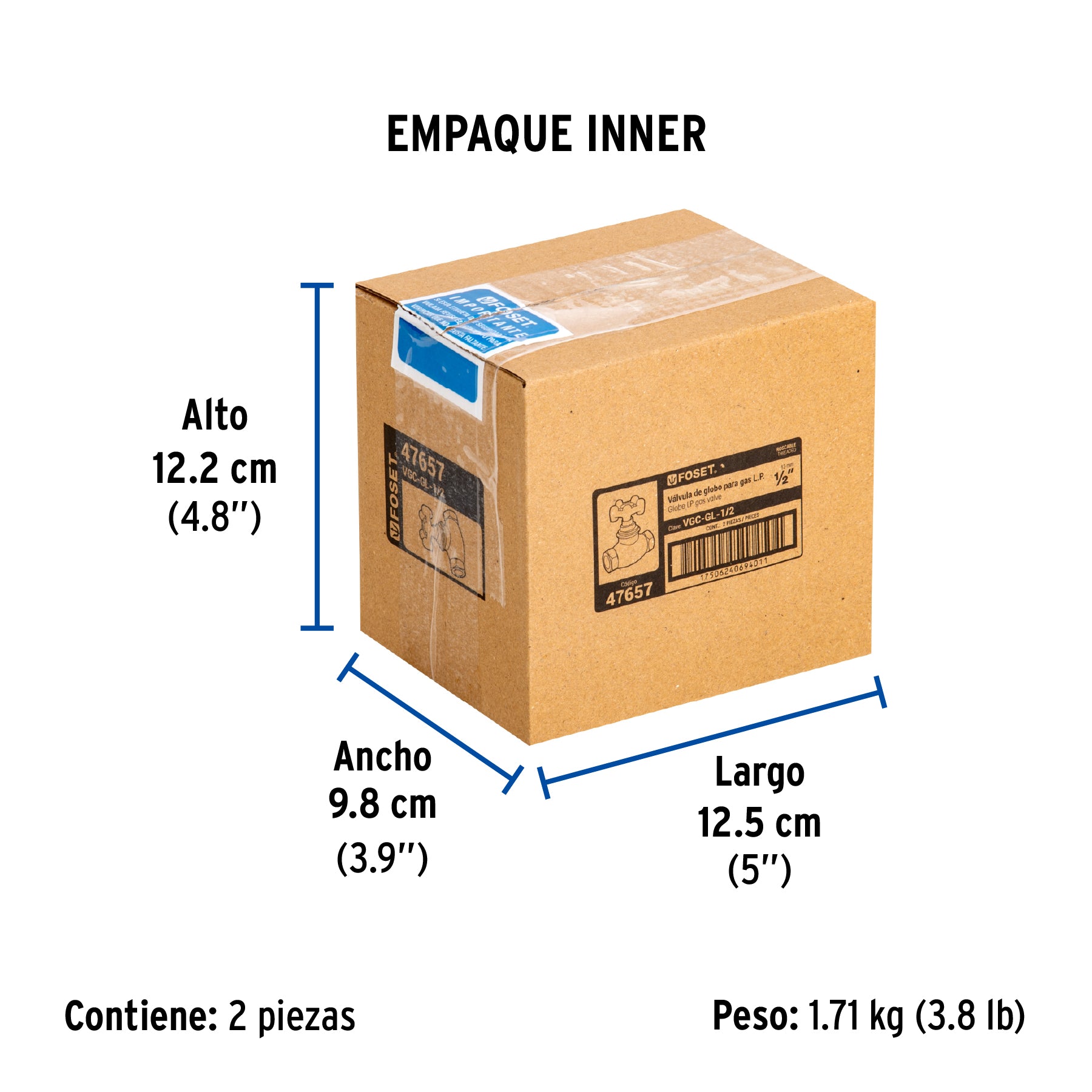 Válvula globo de hierro para gas LP,1/2', Foset