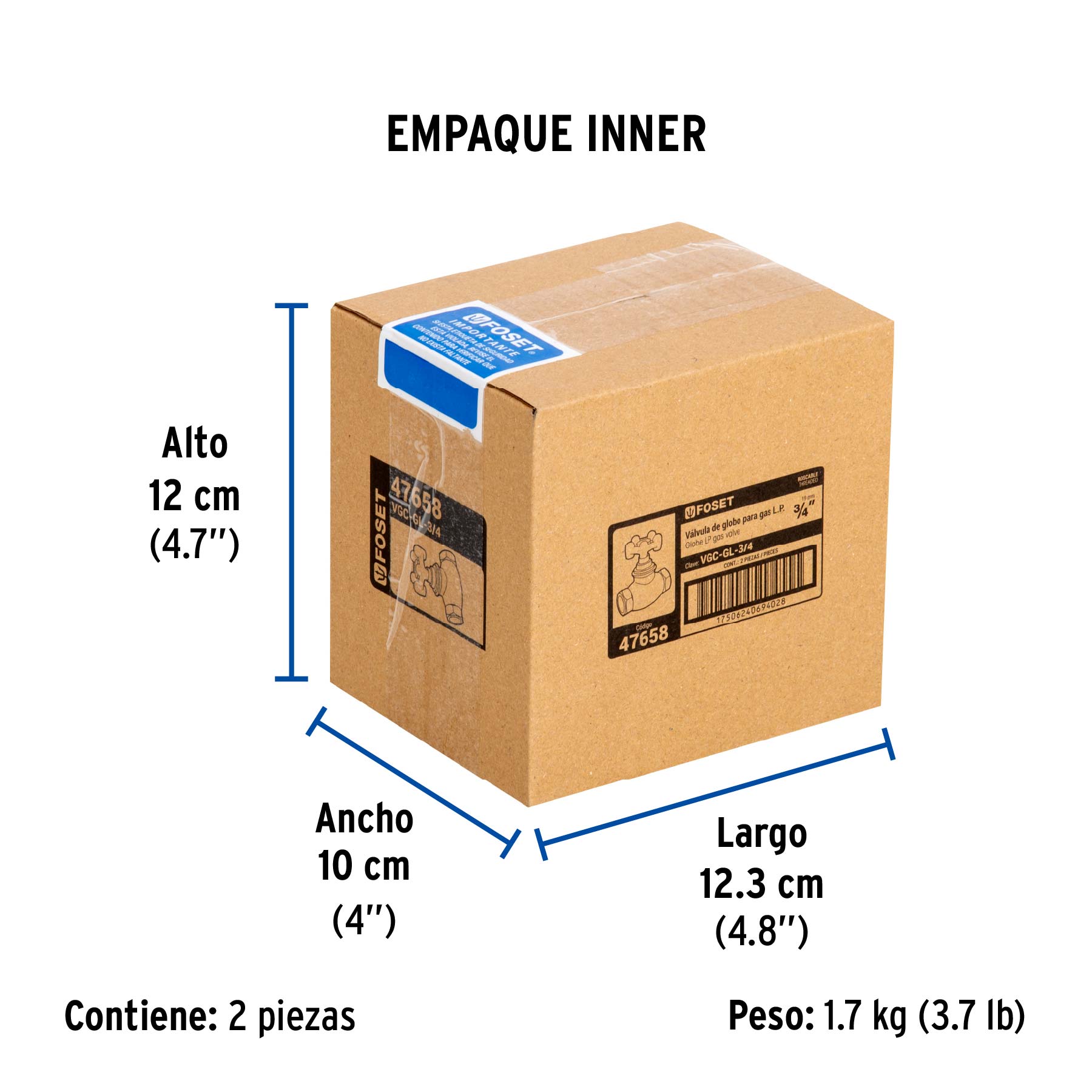 Válvula globo de hierro para gas LP,3/4', Foset