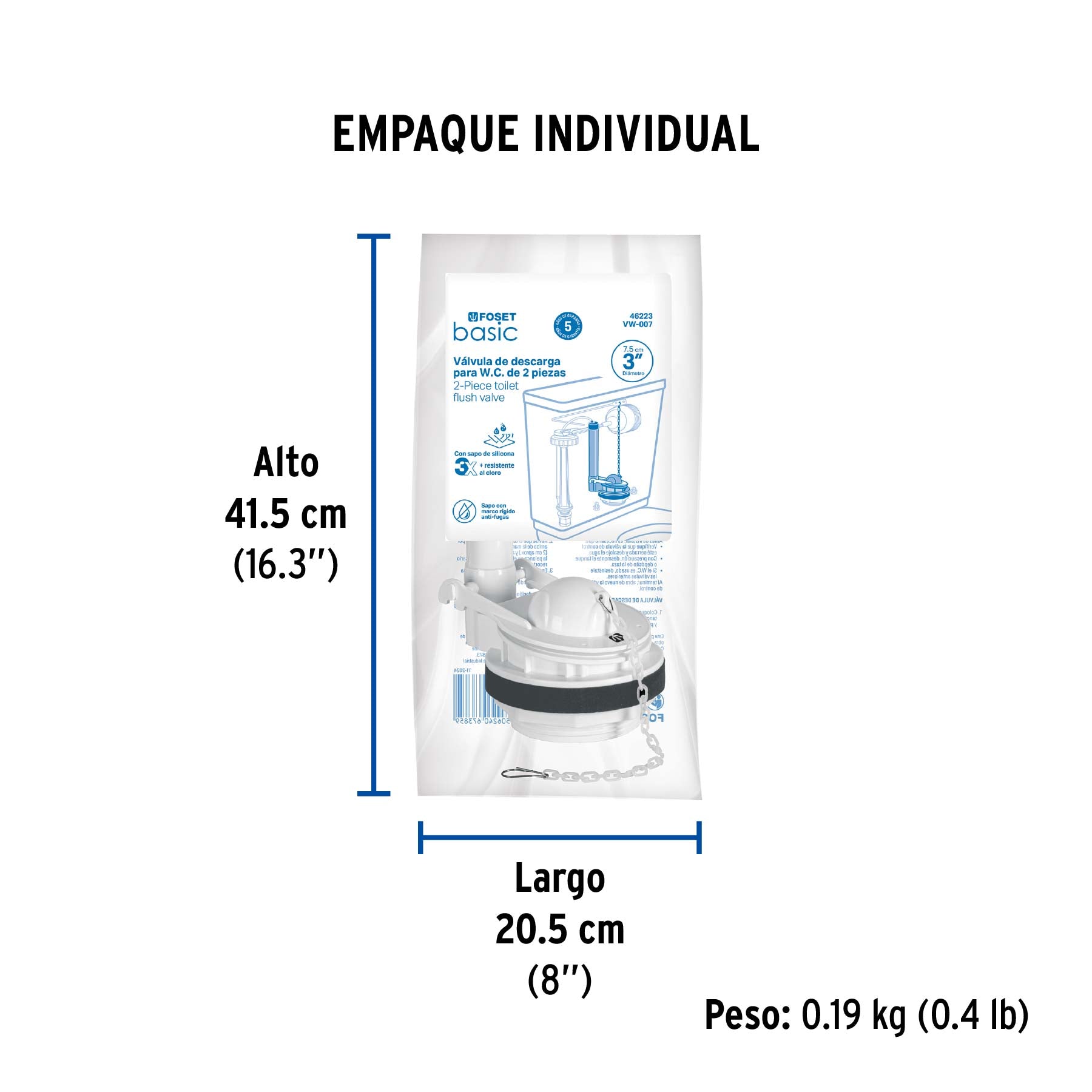 Válvula de descarga de plástico para tanque bajo 3"