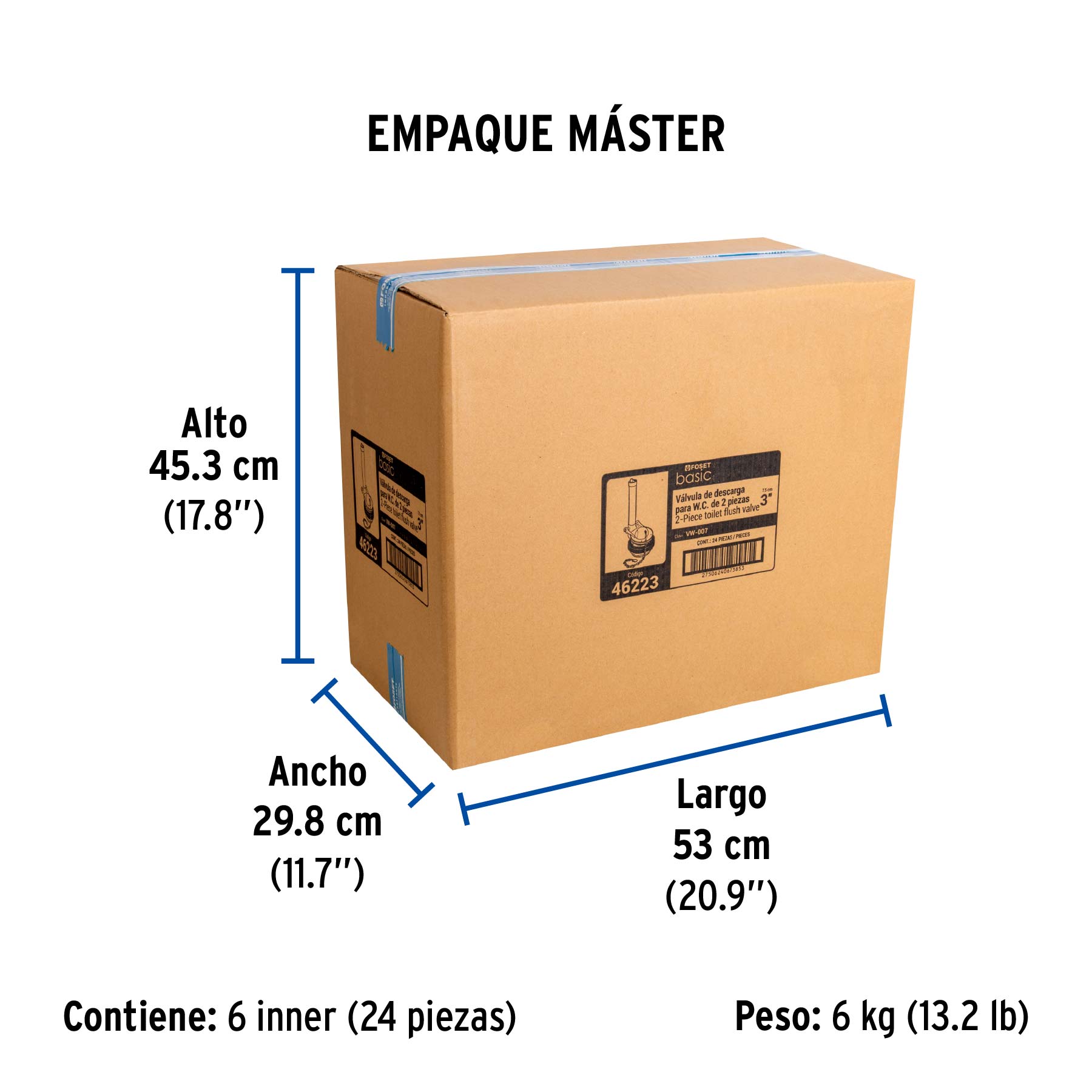 Válvula de descarga de plástico para tanque bajo 3"