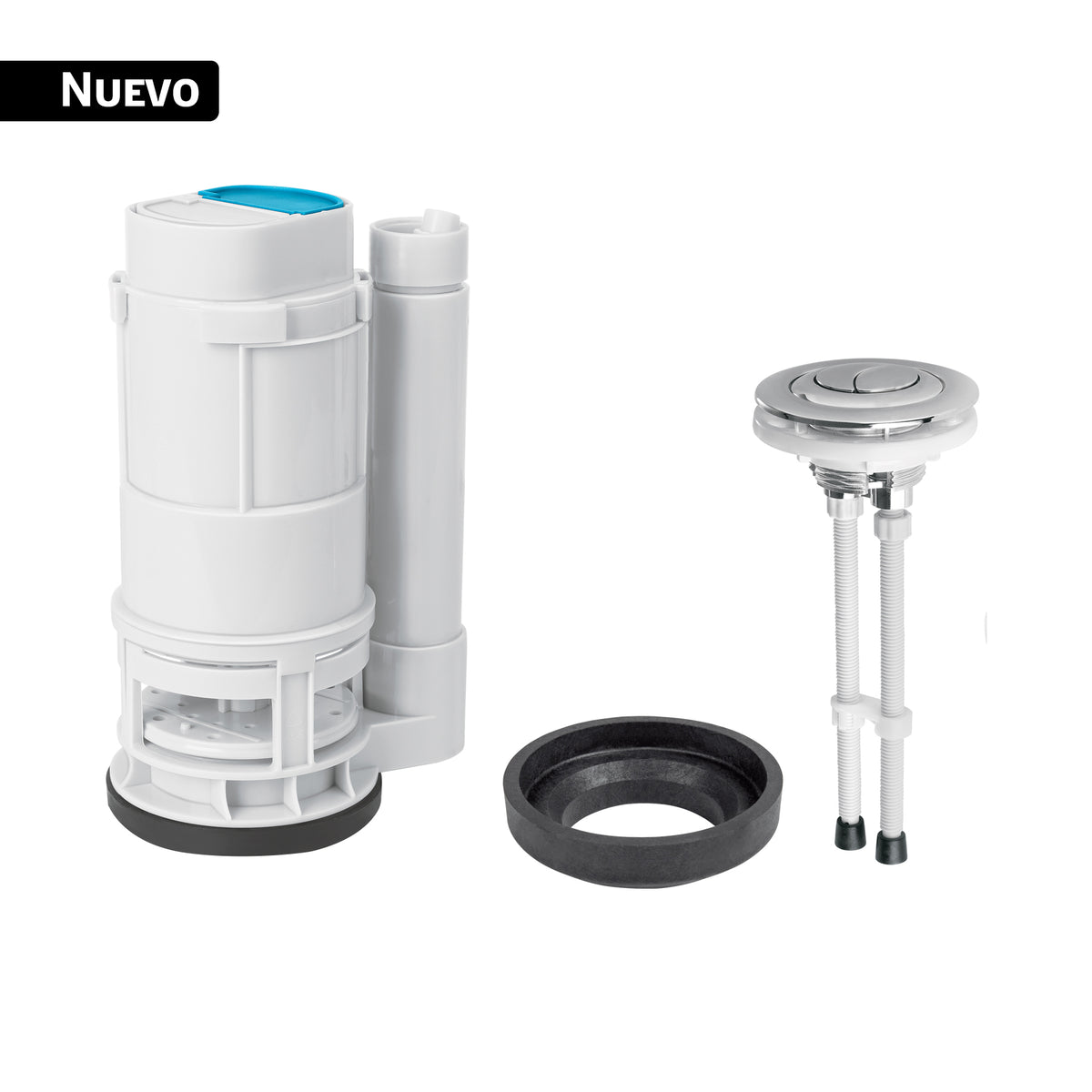 Válvula de descarga dual p/WC de 2 pcs, 2' c/empaque y botón