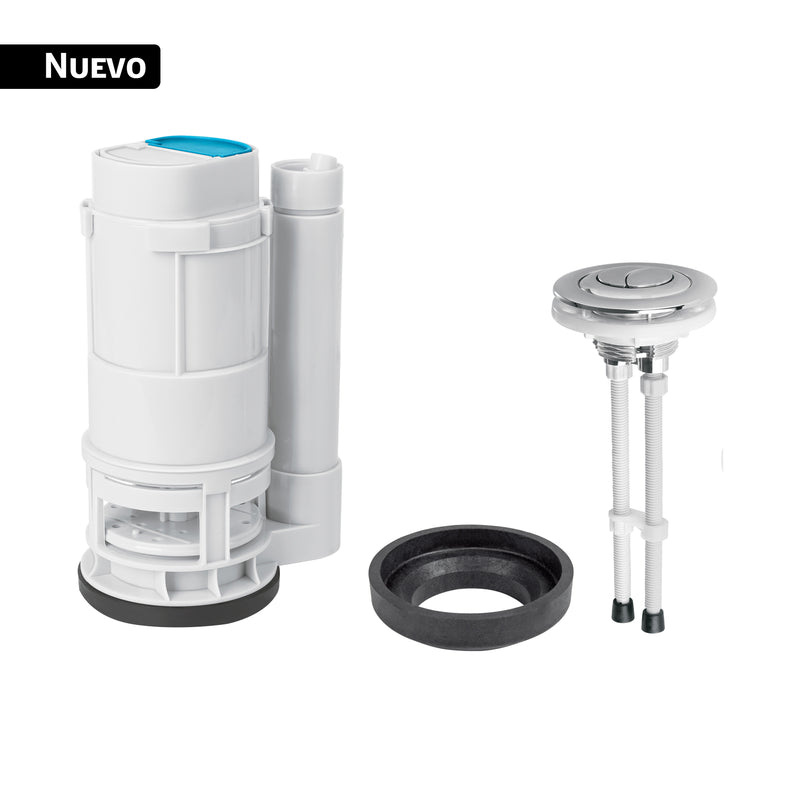 Válvula de descarga dual p/WC de 2 pcs, 2' c/empaque y botón