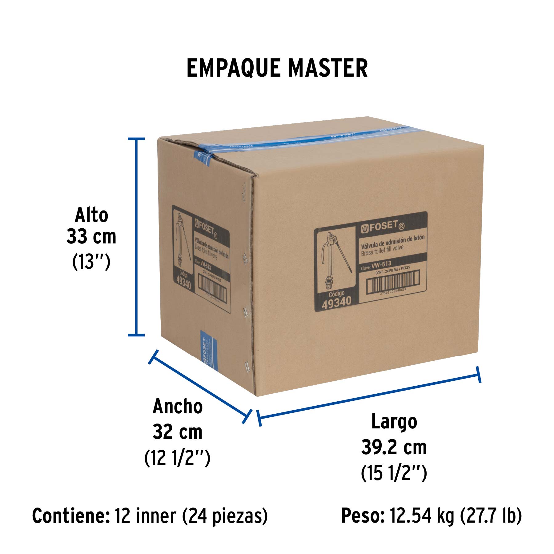 Válvula de llenado de latón para tanque bajo