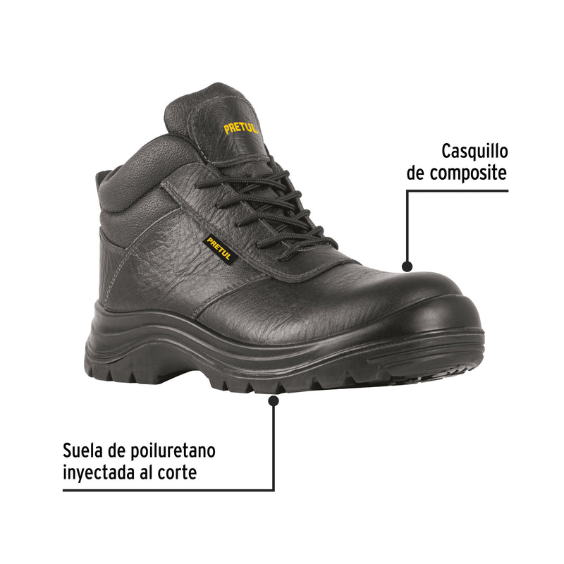 Zapatos con casco, #27, negro, agujeta bicolor, Pretul