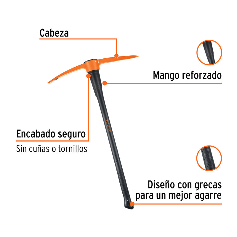 Zapapico 6 lb con mango de fibra de vidrio 36', Truper