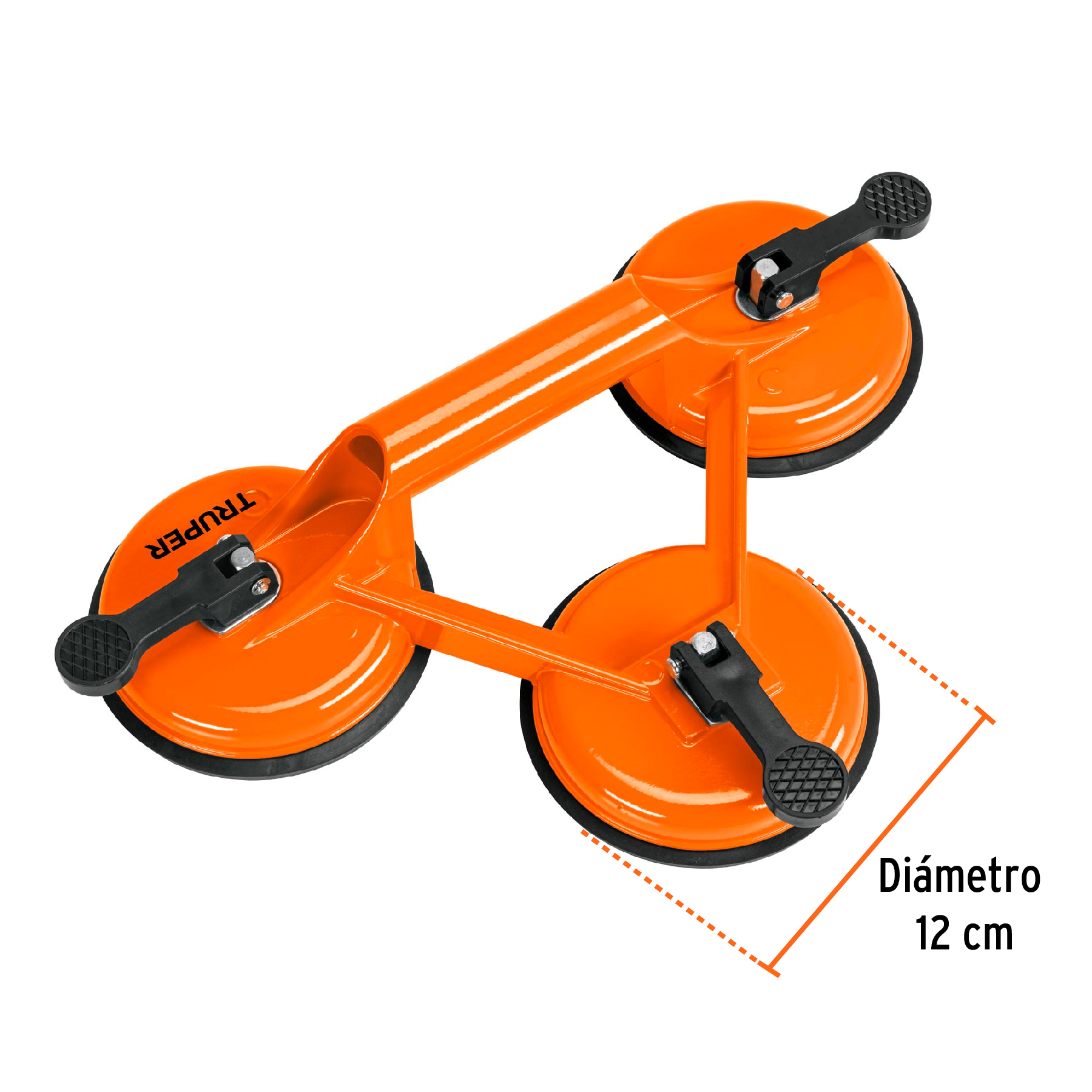 VENTOSA DE ALUMINIO PARA VIDRIO,3 COPAS DESUCCION